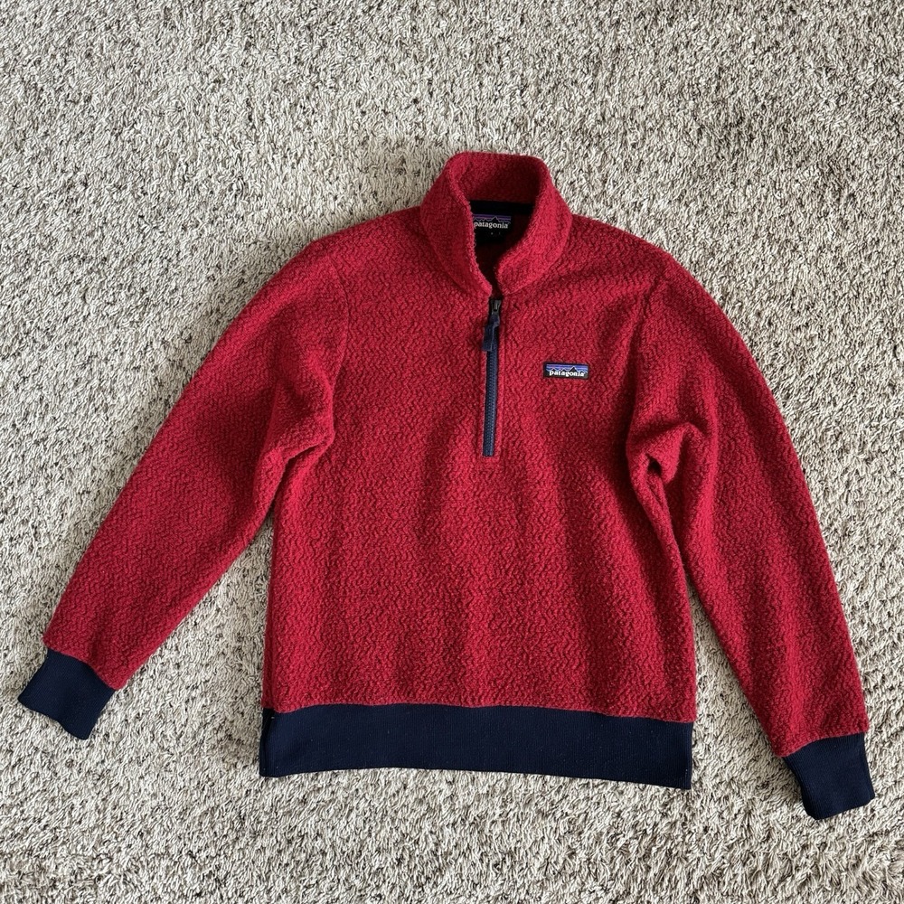 Patagonia Woolyester Fleece Pullover Women S Oxide Red Navy 26950 Wool Blend